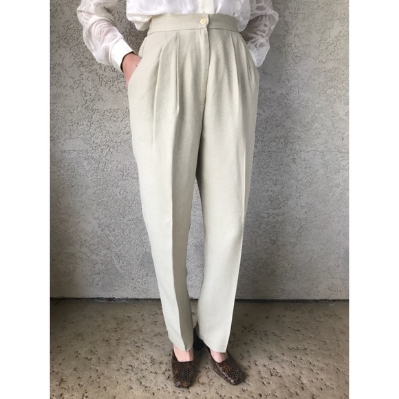 cream high waisted trousers